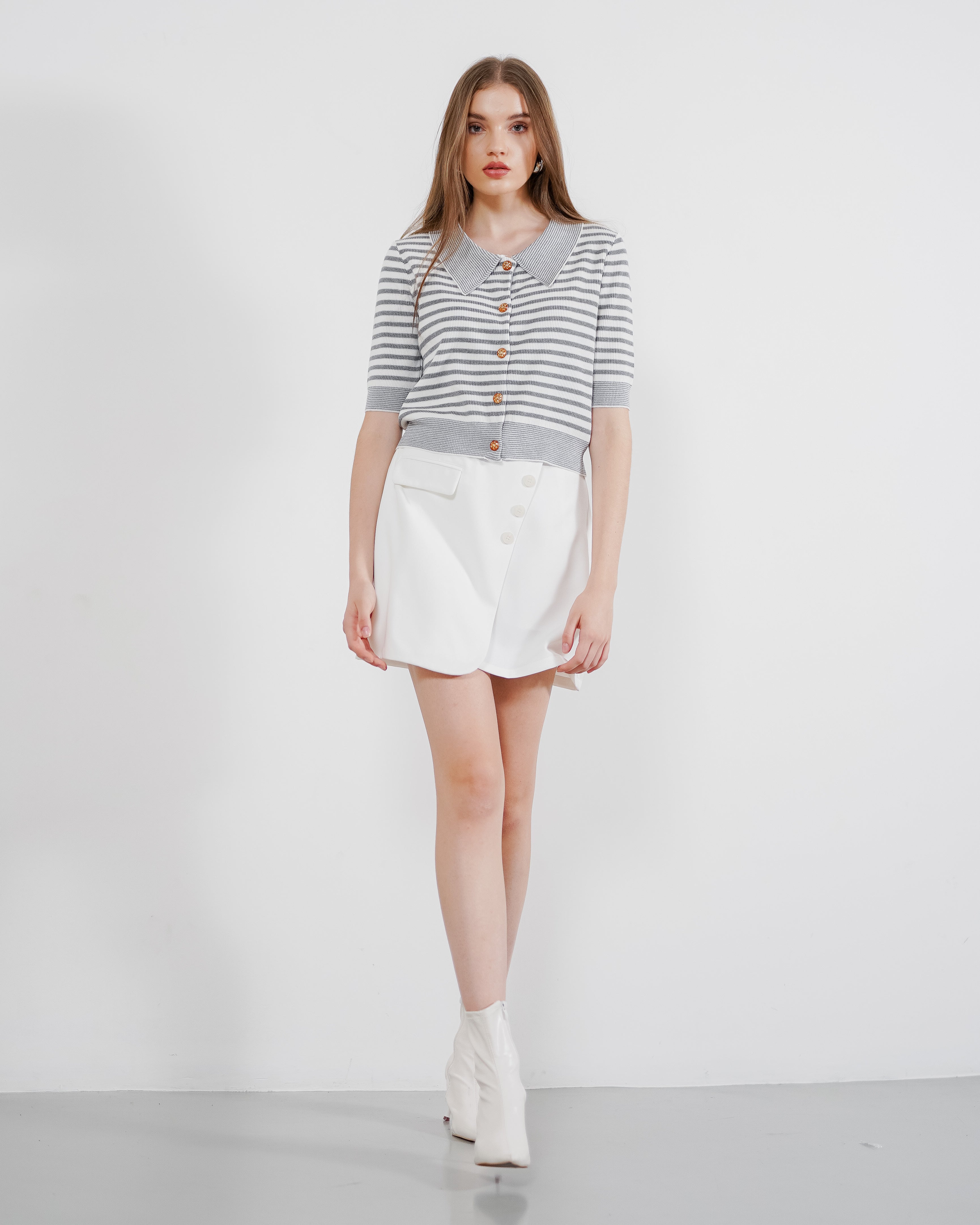 Soffia Knit Top Grey Striped