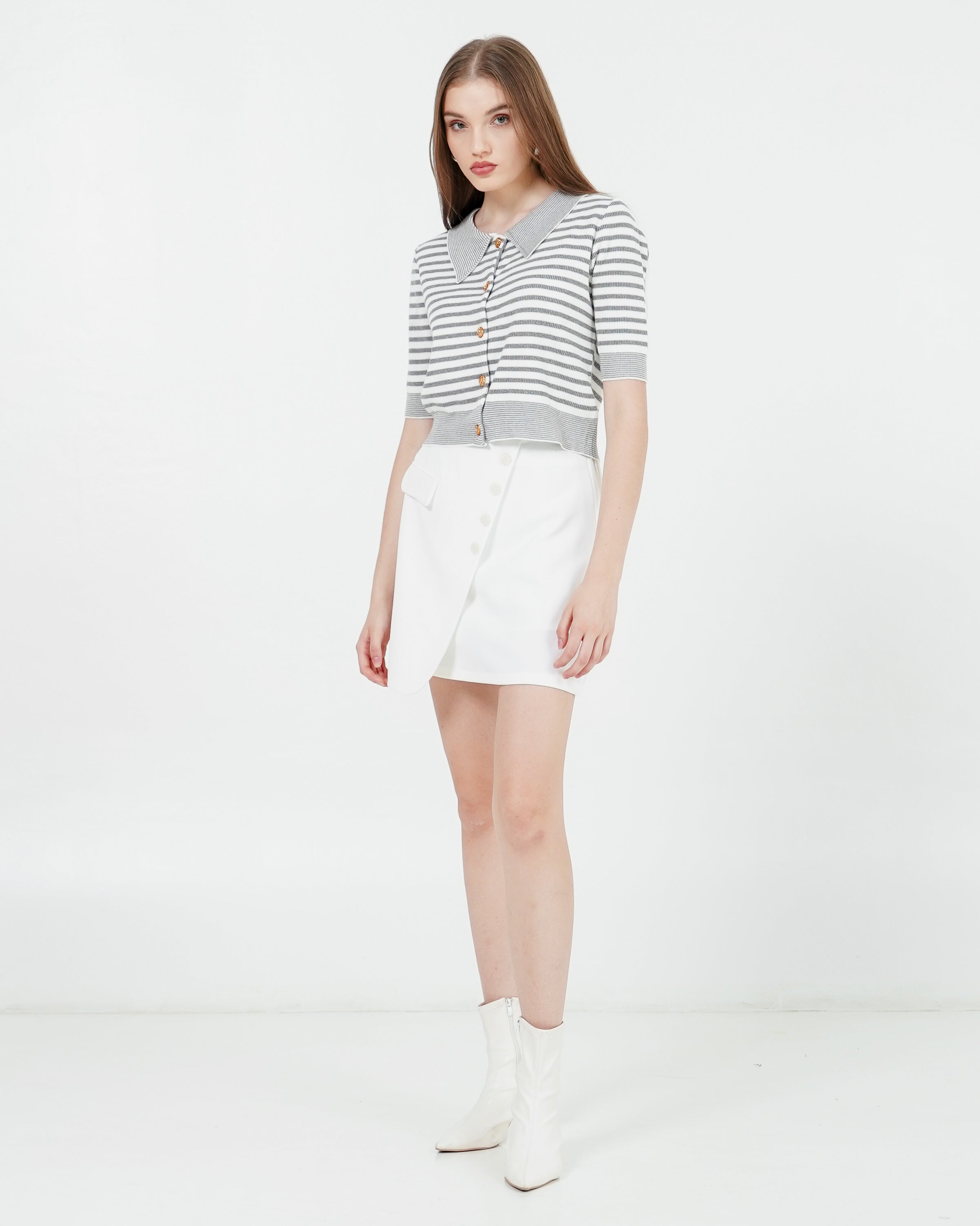 Soffia Knit Top Grey Striped