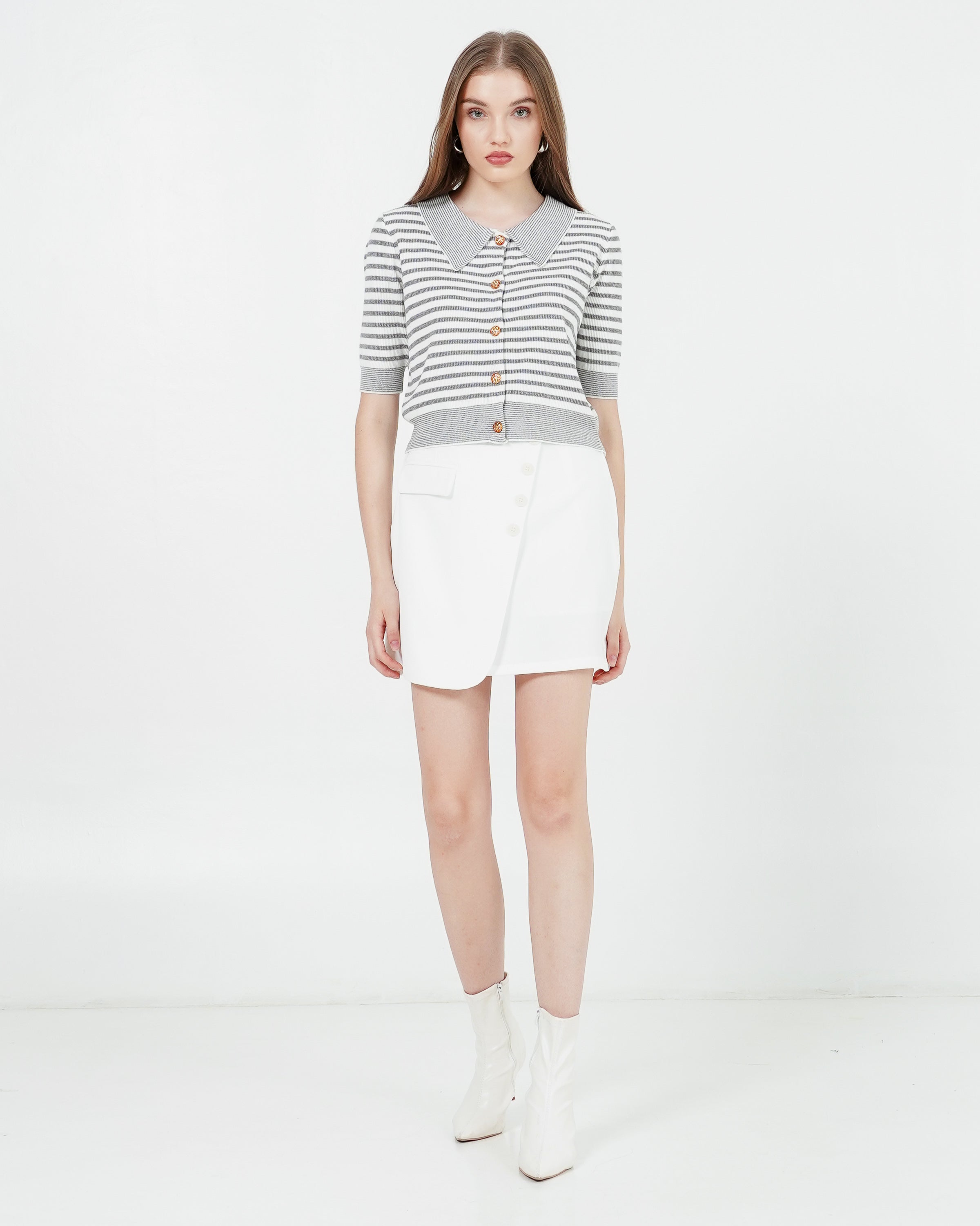 Soffia Knit Top Grey Striped