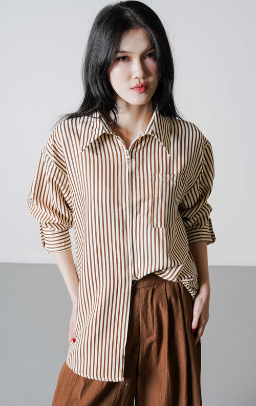 Caisyn Top Brown Striped