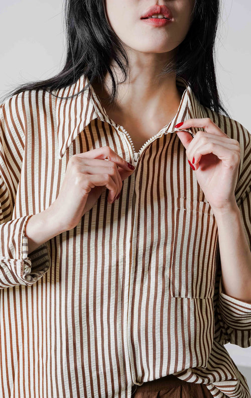Caisyn Top Brown Striped