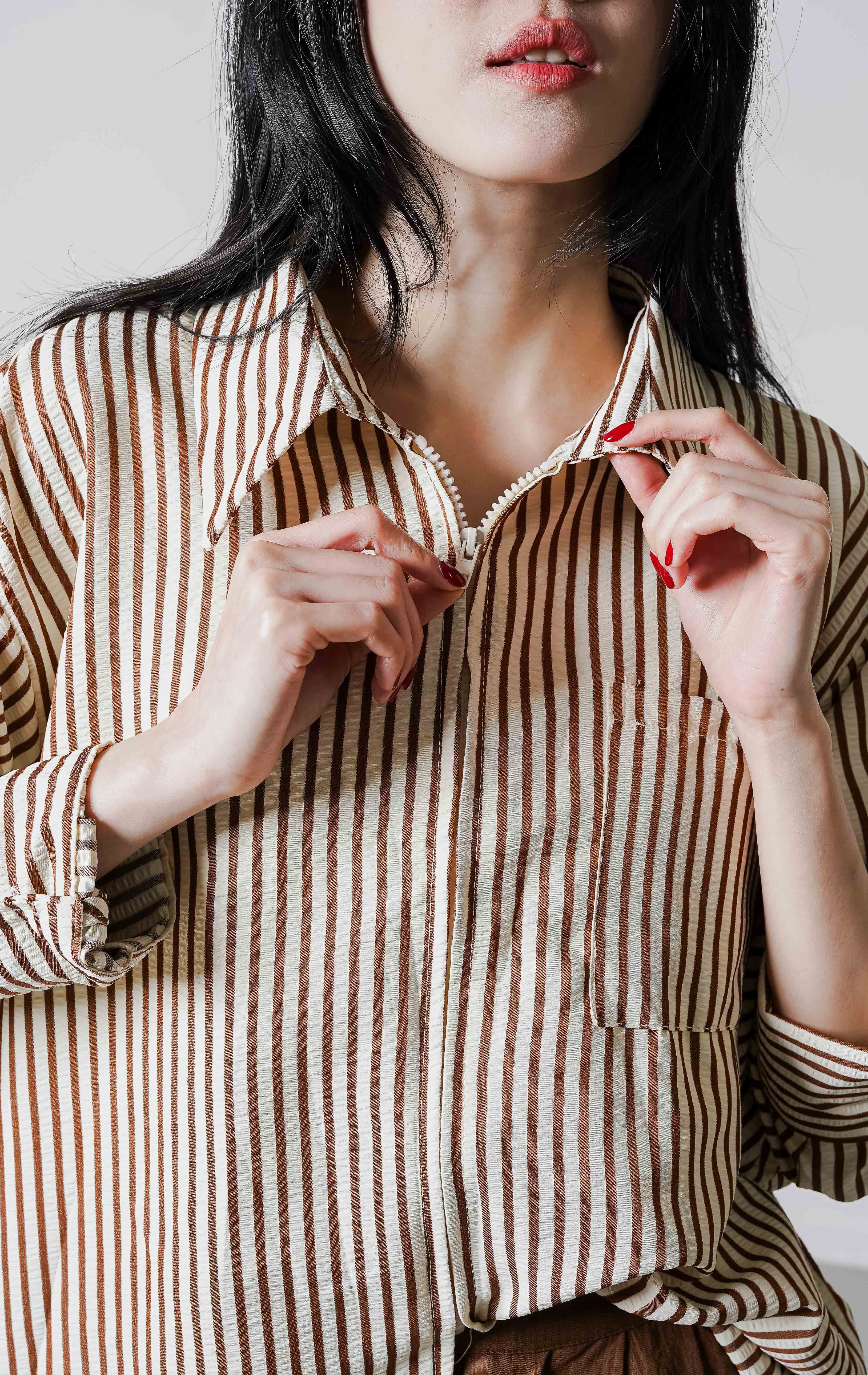 Caisyn Top Brown Striped