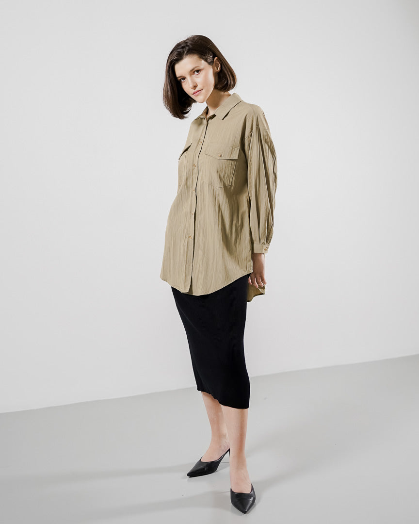 Chilton Oversized Brown Shirt – Baju Atasan Kemeja Lengan Panjang