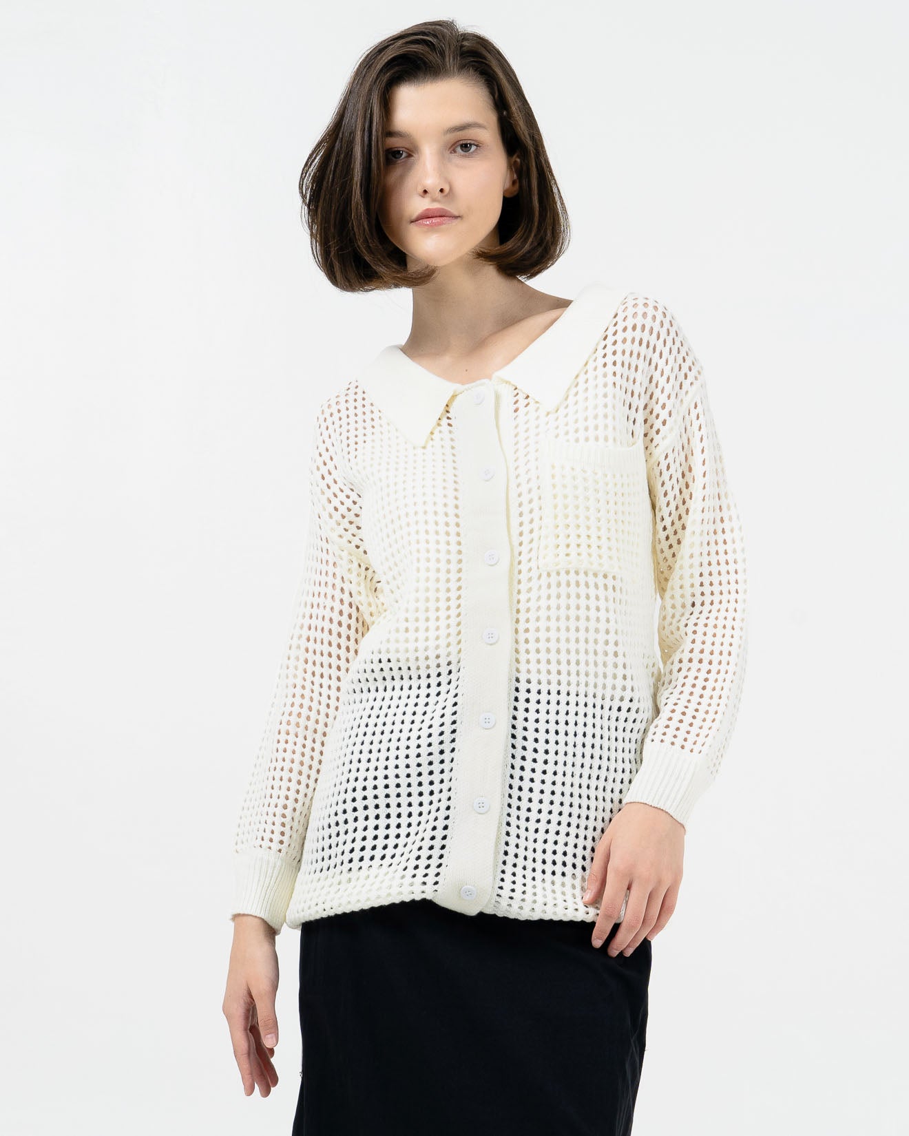 Oleya Mesh Knit Ivory Top – Baju Atasan Wanita Kekinian