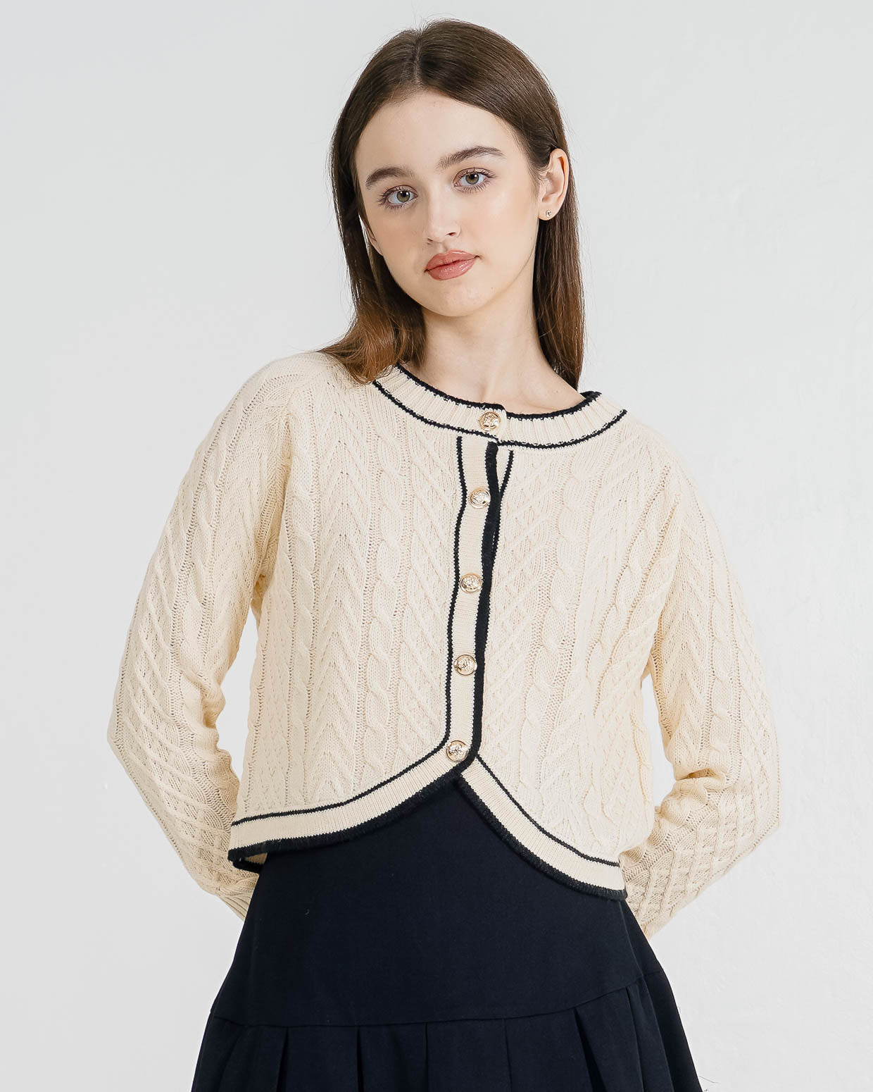 Ignacia Cable Knit Ivory Cardigan – Outer Wanita Casual