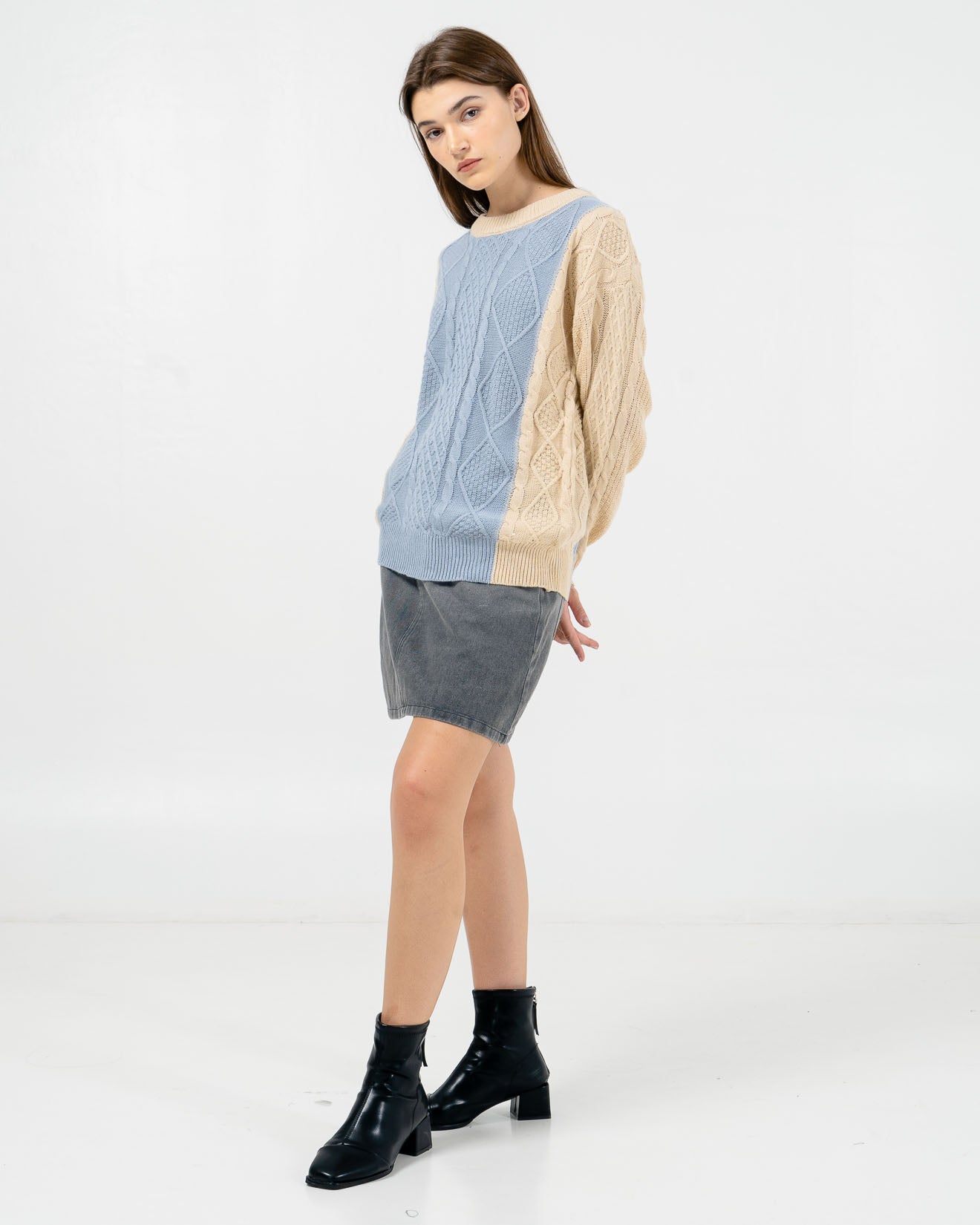 Brandon Cable Knit Blue Sweater – Baju Atasan Knit Wanita