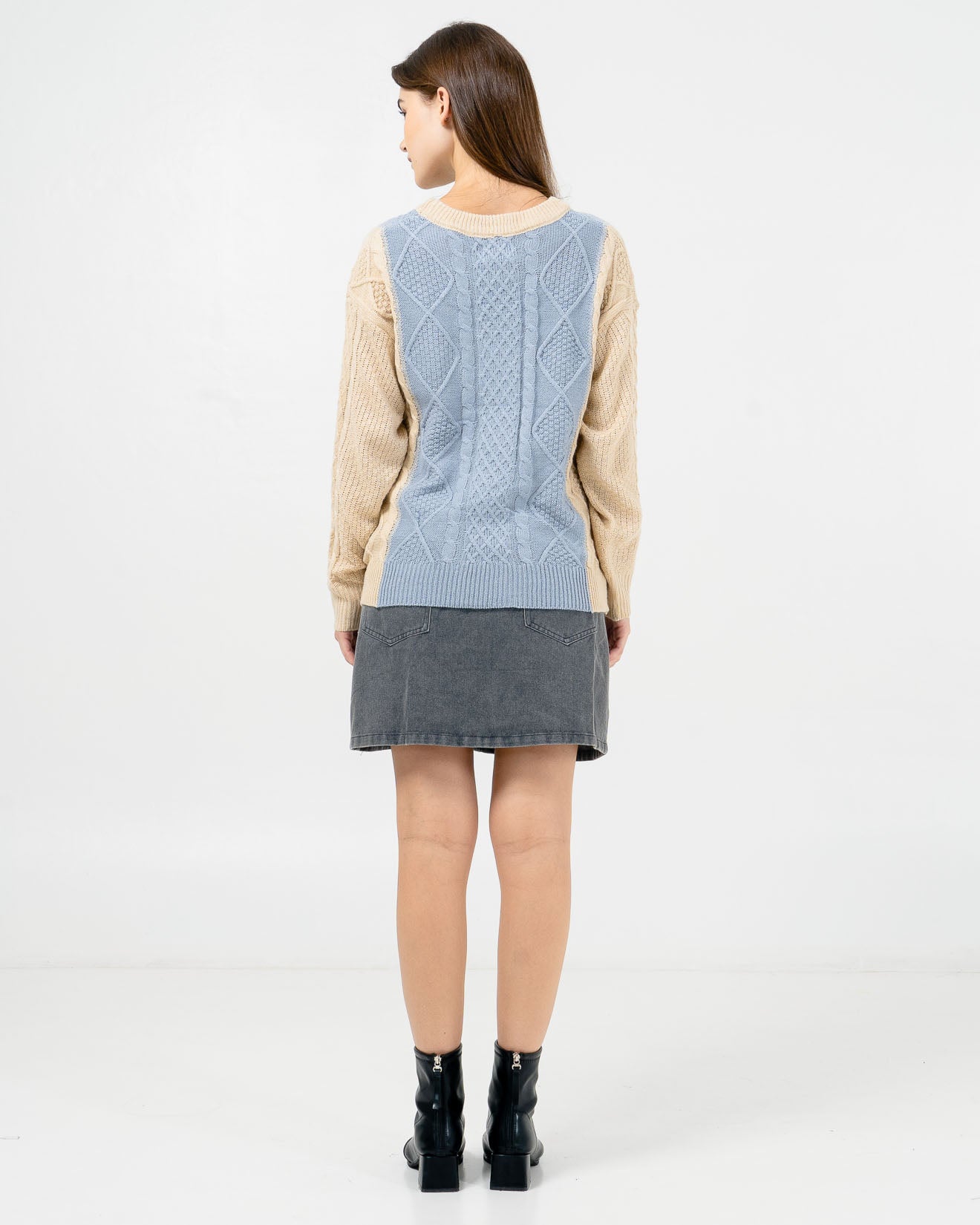 Brandon Cable Knit Blue Sweater – Baju Atasan Knit Wanita