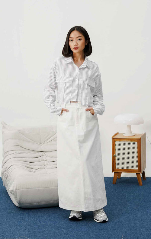 Calire Top White Striped