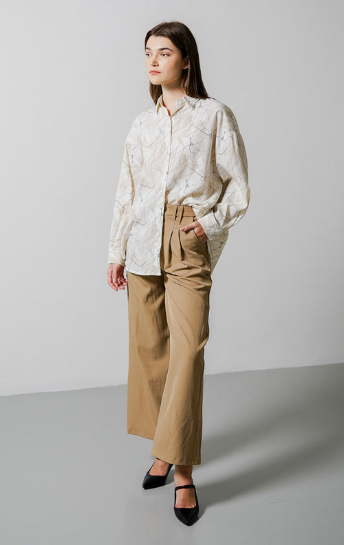 Ruth Pattern Ivory Shirt – Kemeja Wanita Lengan Panjang