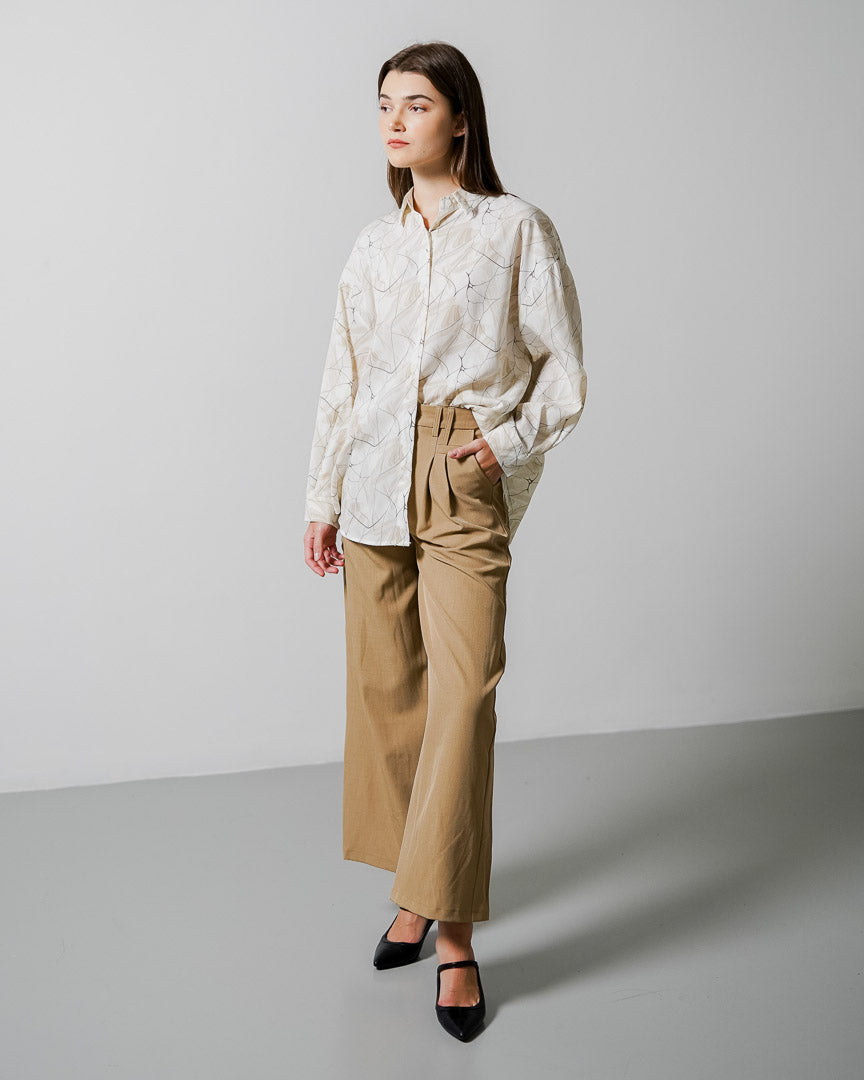 Ruth Pattern Ivory Shirt – Kemeja Wanita Lengan Panjang