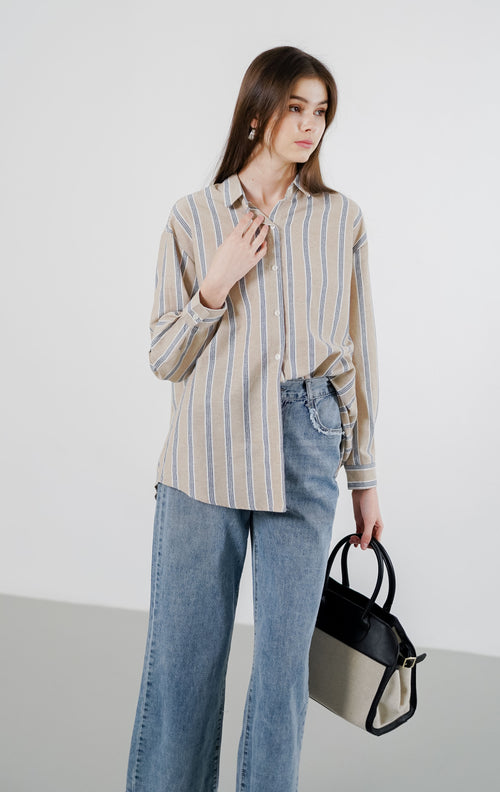 Elora Top Brown Striped