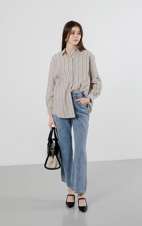 Elora Top Brown Striped