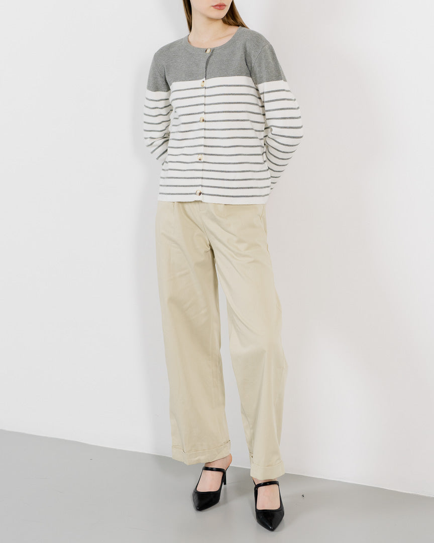 Noah Striped Grey Cardigan – Luaran Casual Wanita Kekinian