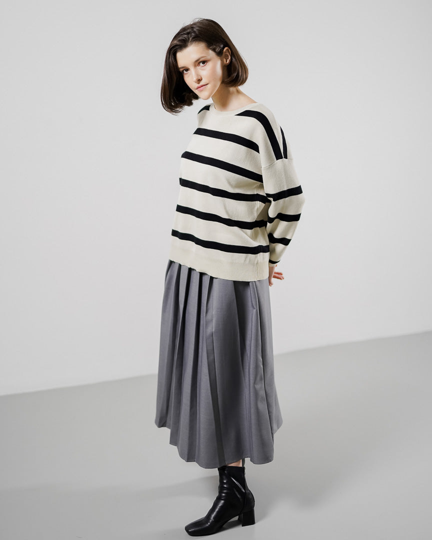 Eliot Striped Ivory Sweater – Baju Atasan Rajut Wanita