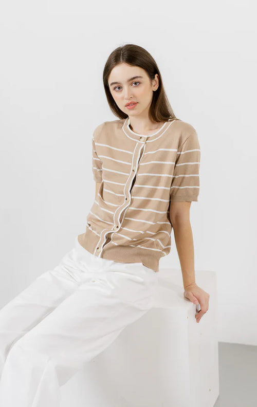 Olave Striped Top Brown