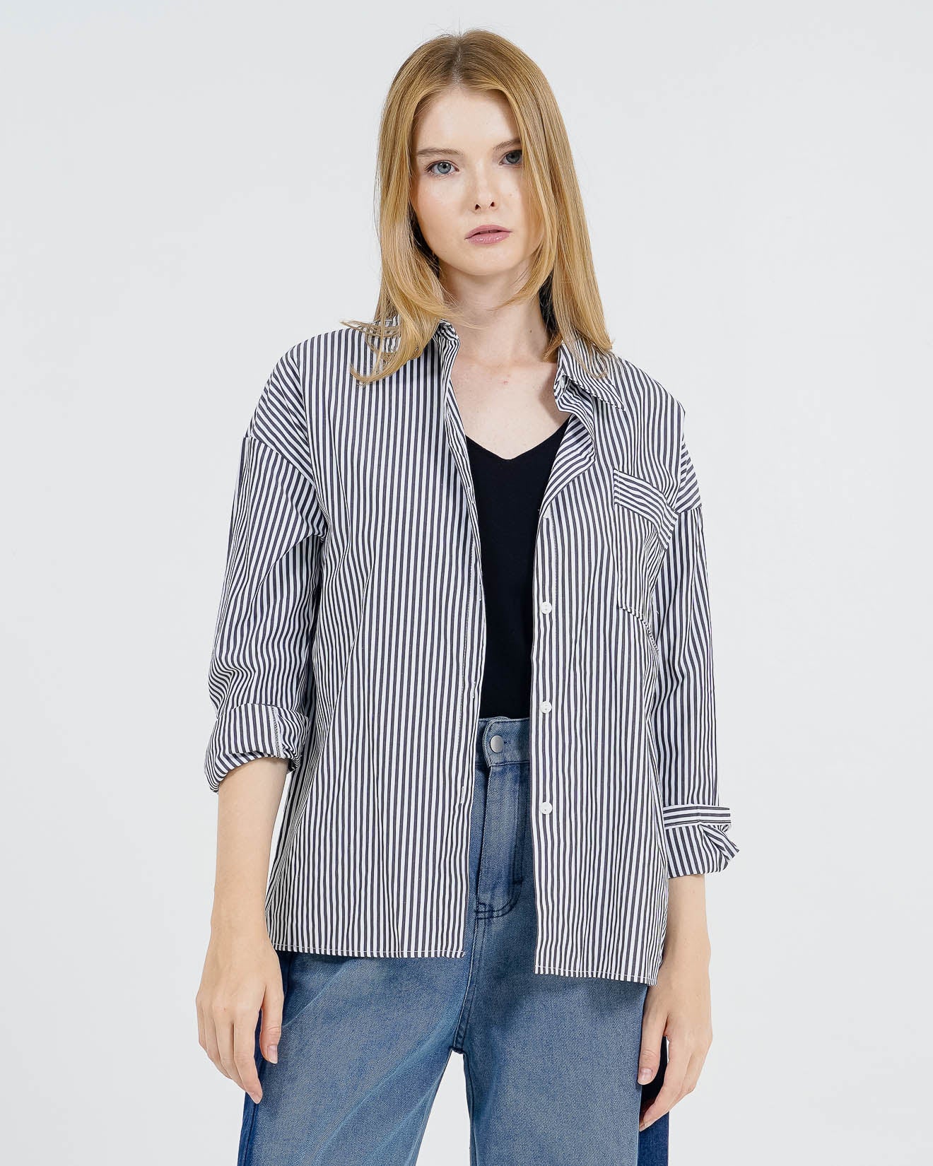 Sadie Striped Shirt Black