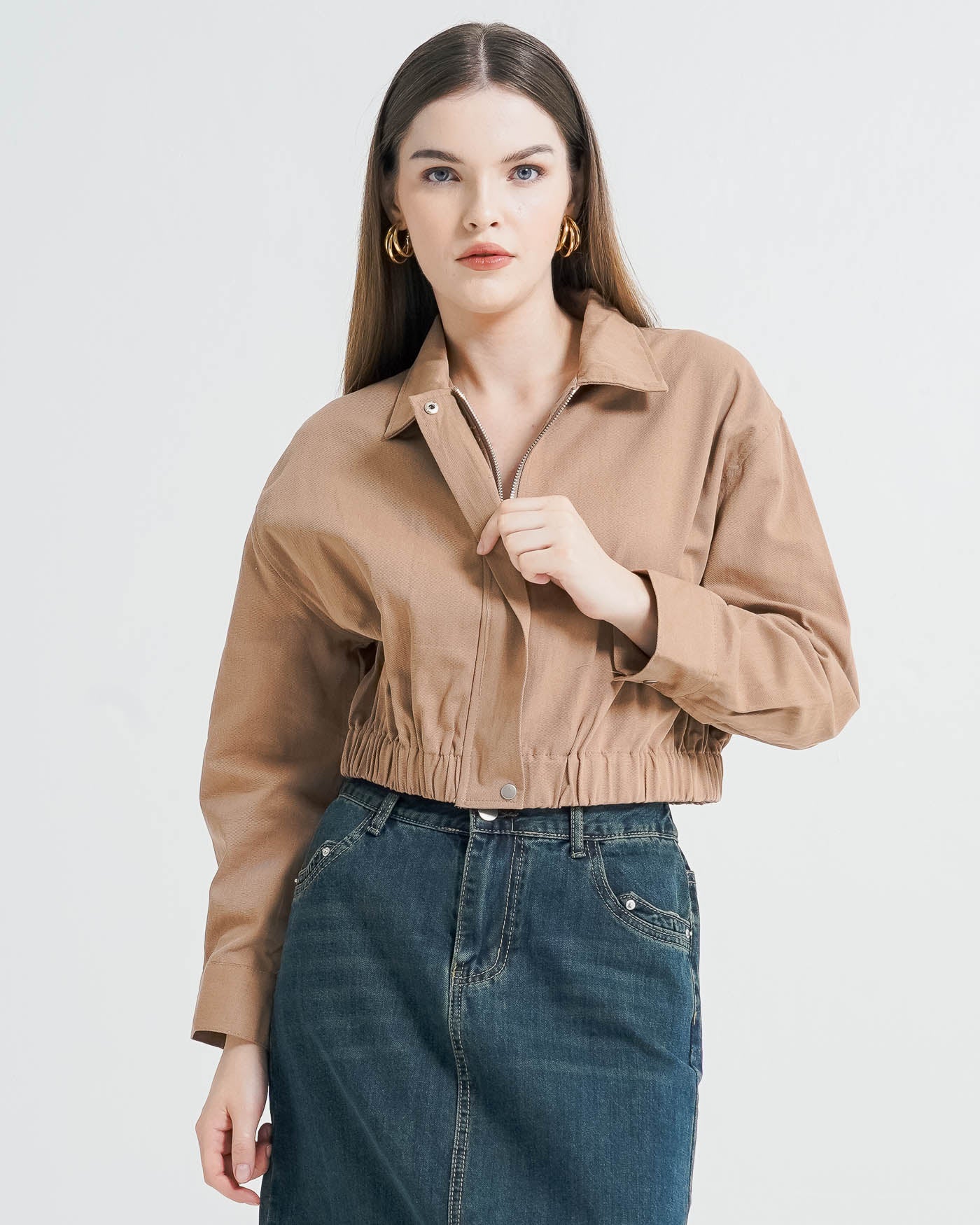 Aliando Bomber Brown Outer – Atasan Wanita Outer Jacket Lengan Panjang