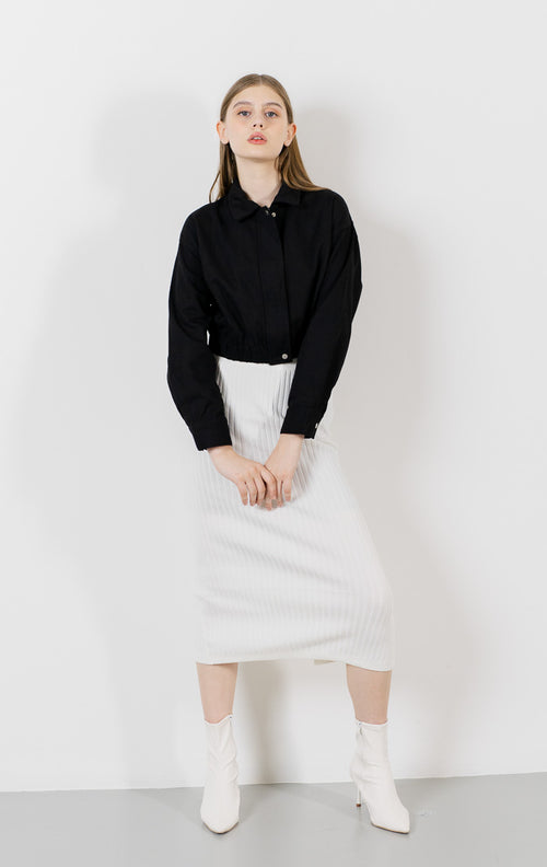 Alaindo Crop Bomber Black Outer – Luaran Casual Wanita