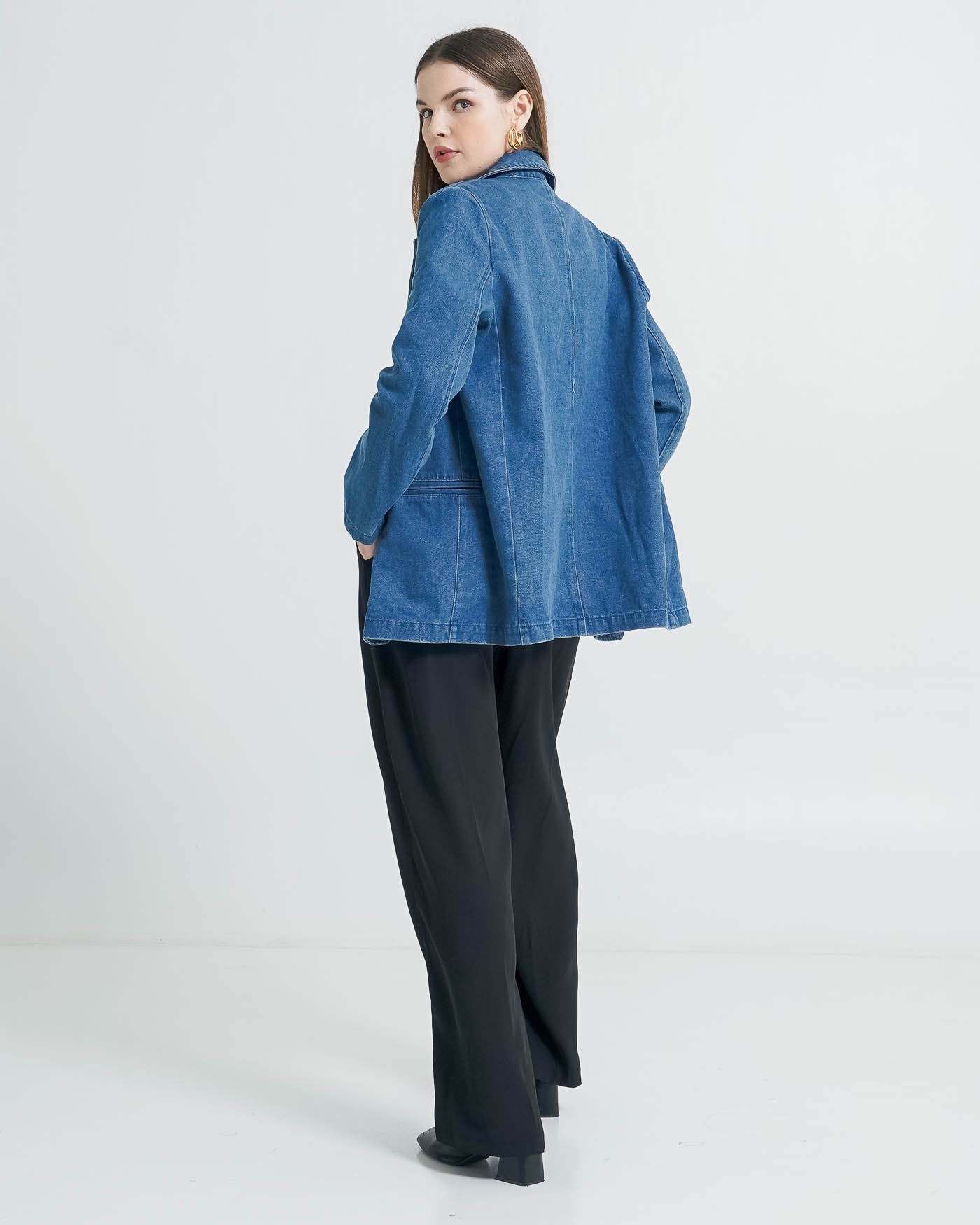 Armani Dark Denim Blazer – Jacket Lengan Panjang Wanita