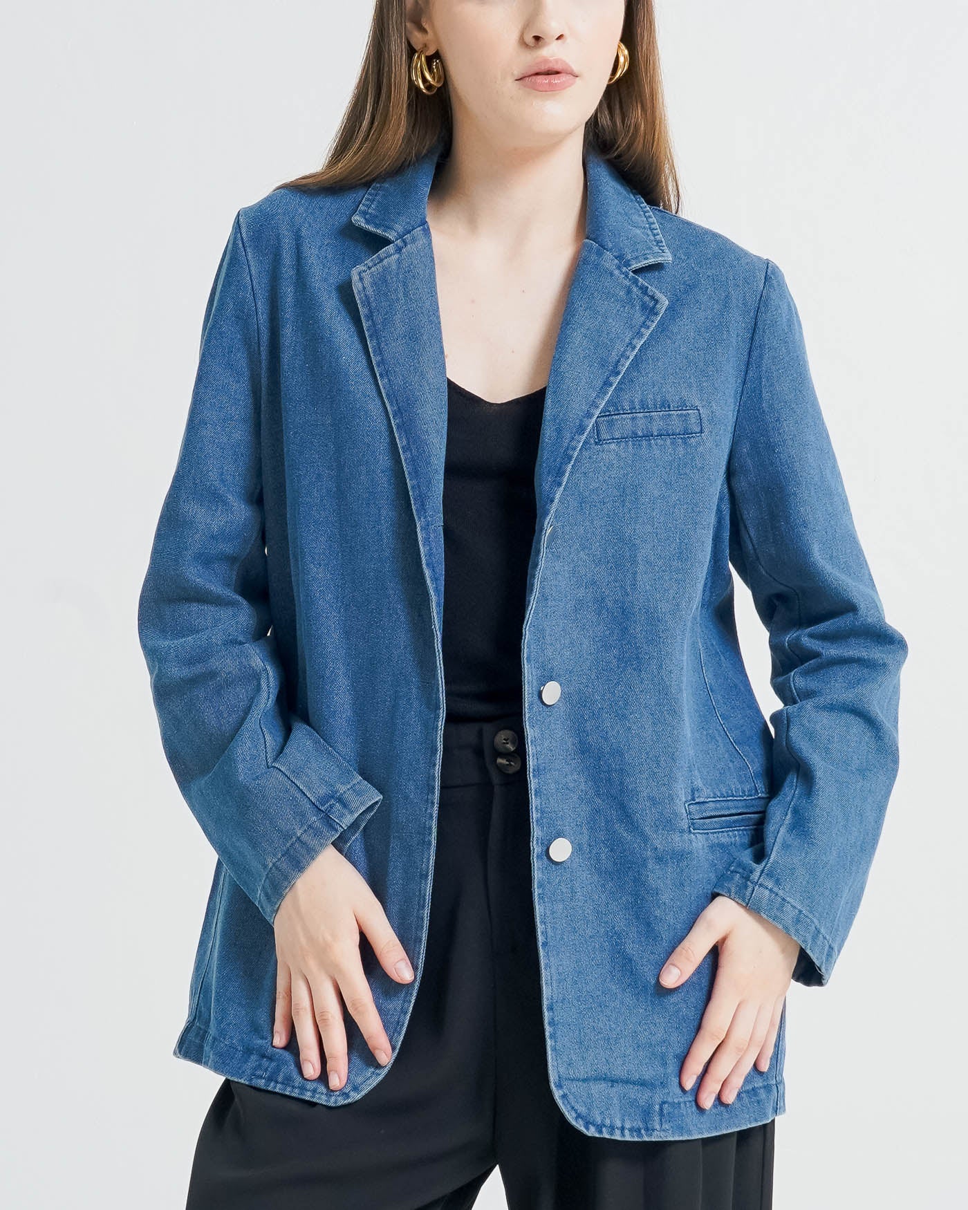 Armani Dark Denim Blazer – Jacket Lengan Panjang Wanita