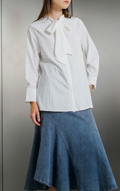 Utari Nylon White Blouse - Baju Atasan Wanita Lengan Panjang