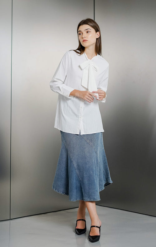 Utari Nylon White Blouse - Baju Atasan Wanita Lengan Panjang