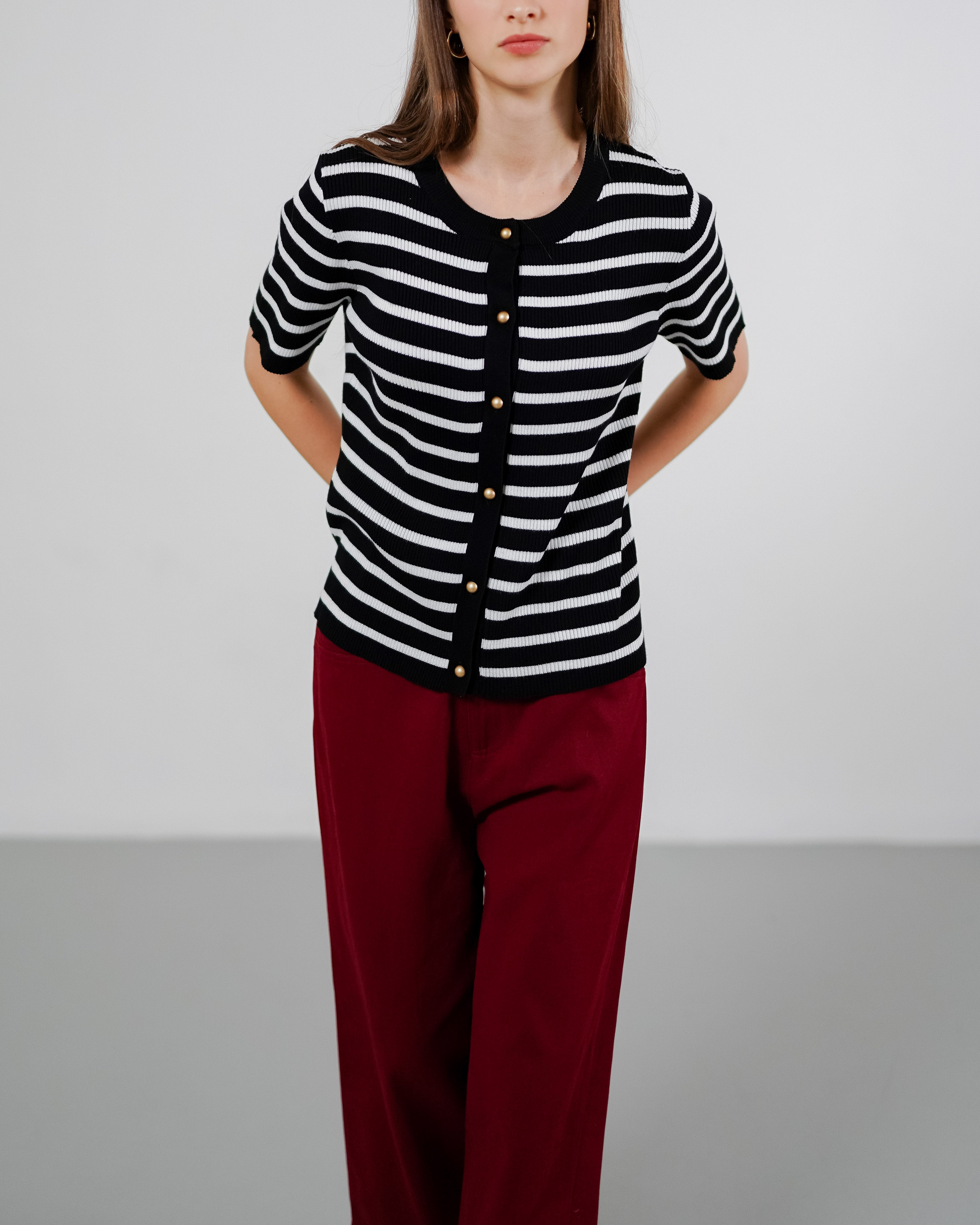 Rerena Top Black Striped