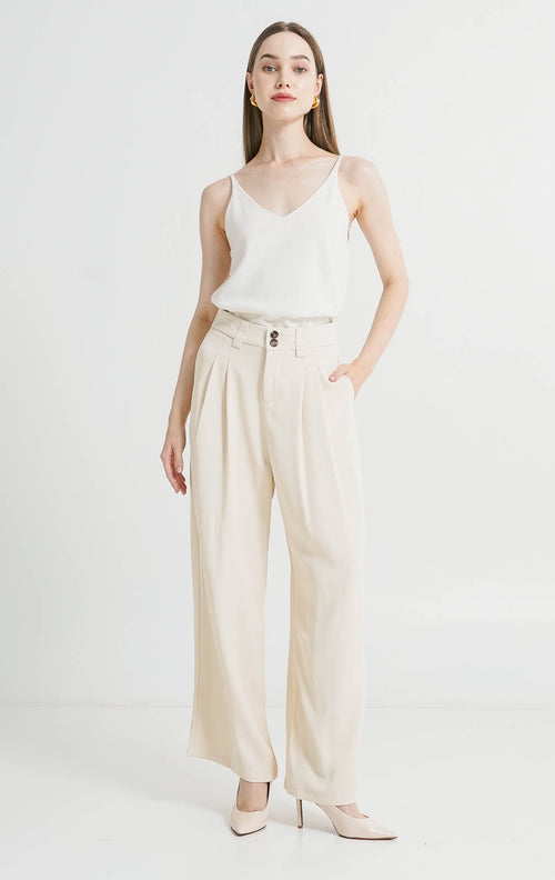 Chester Wide Leg Ivory Pants – Celana Panjang Wanita Kekinian