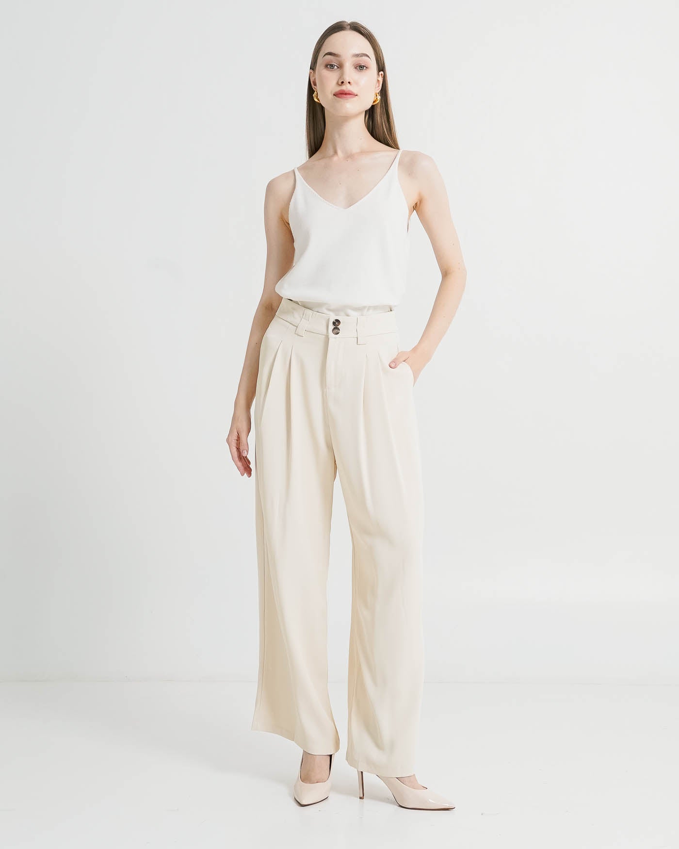 Chester Wide Leg Ivory Pants – Celana Panjang Wanita Kekinian