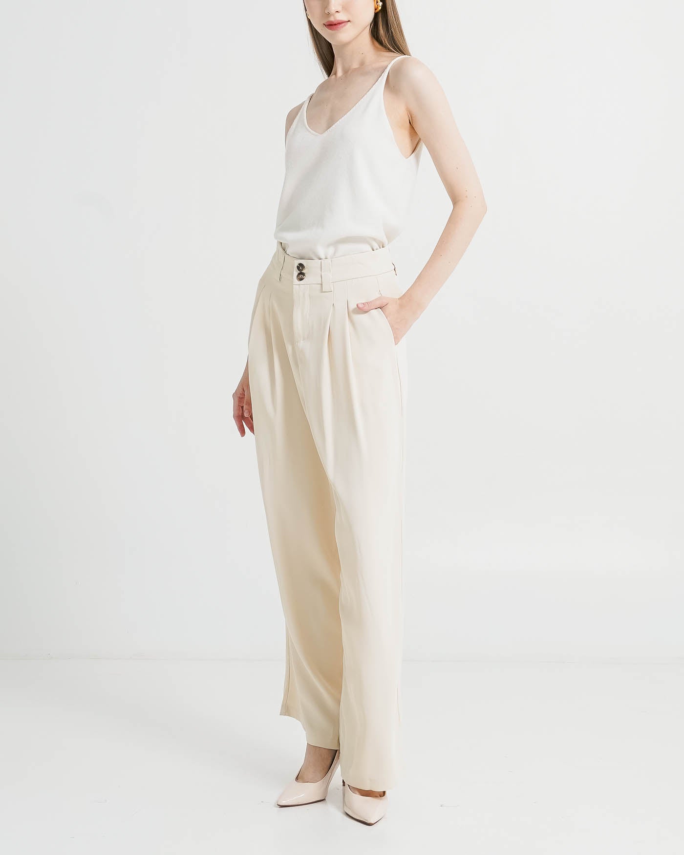 Chester Wide Leg Ivory Pants – Celana Panjang Wanita Kekinian