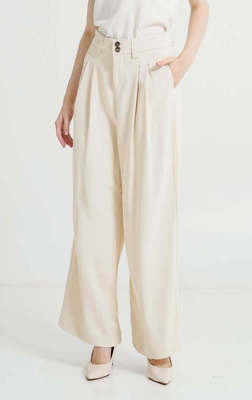 Chester Wide Leg Ivory Pants – Celana Panjang Wanita Kekinian