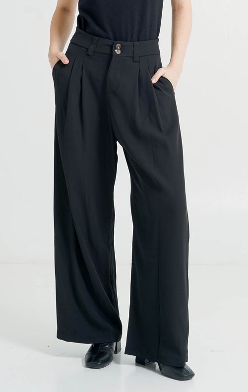 Chester Wide Leg Black Pants – Celana Panjang Wanita Kekinian  ( RESTOCK )