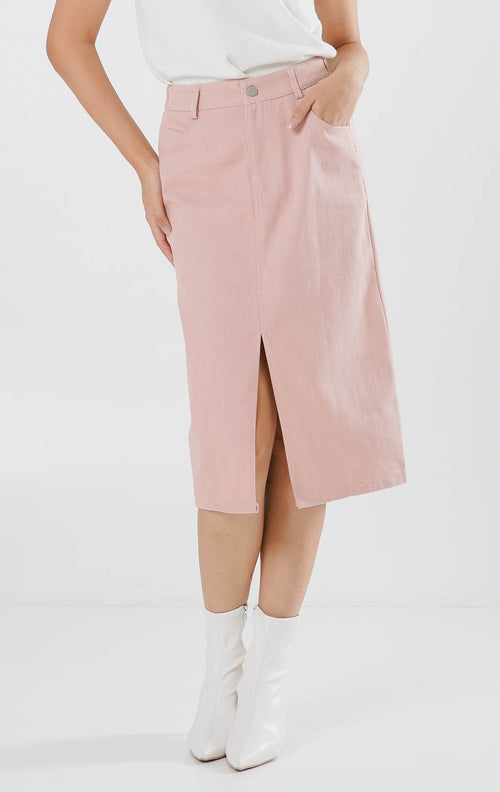 Camryn A-Line Pink Skirt – Rok Korean Casual Wanita