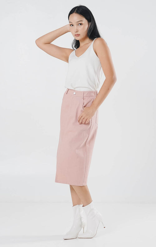 Camryn A-Line Pink Skirt – Rok Korean Casual Wanita