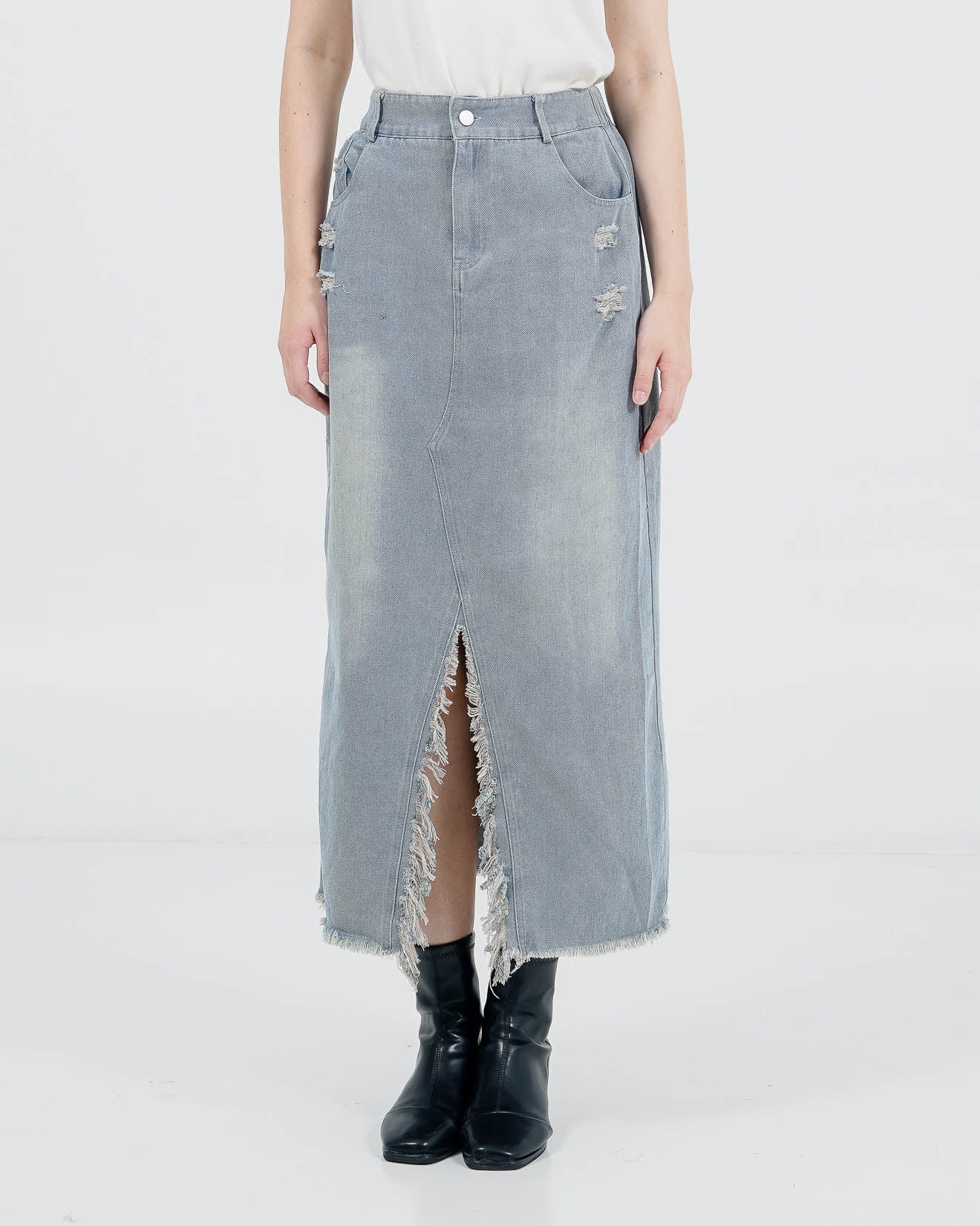 Judith Ripped Skirt Denim