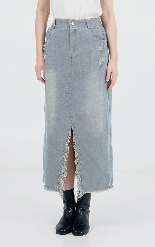 Judith Ripped Skirt Denim