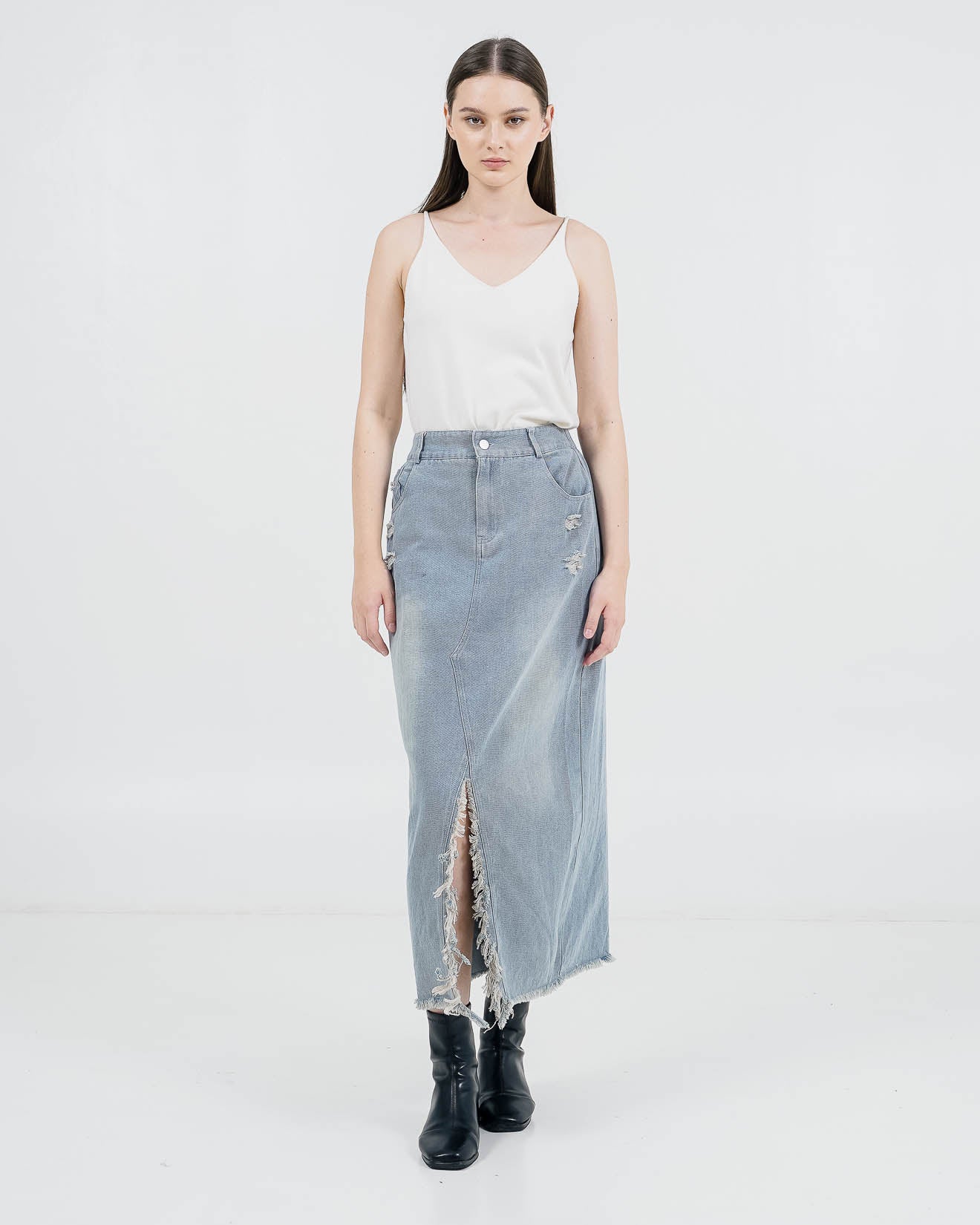 Judith Ripped Skirt Denim