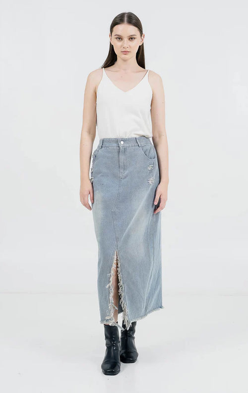 Judith Ripped Skirt Denim