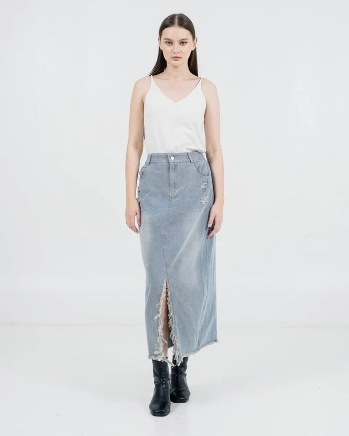 Judith Ripped Skirt Denim