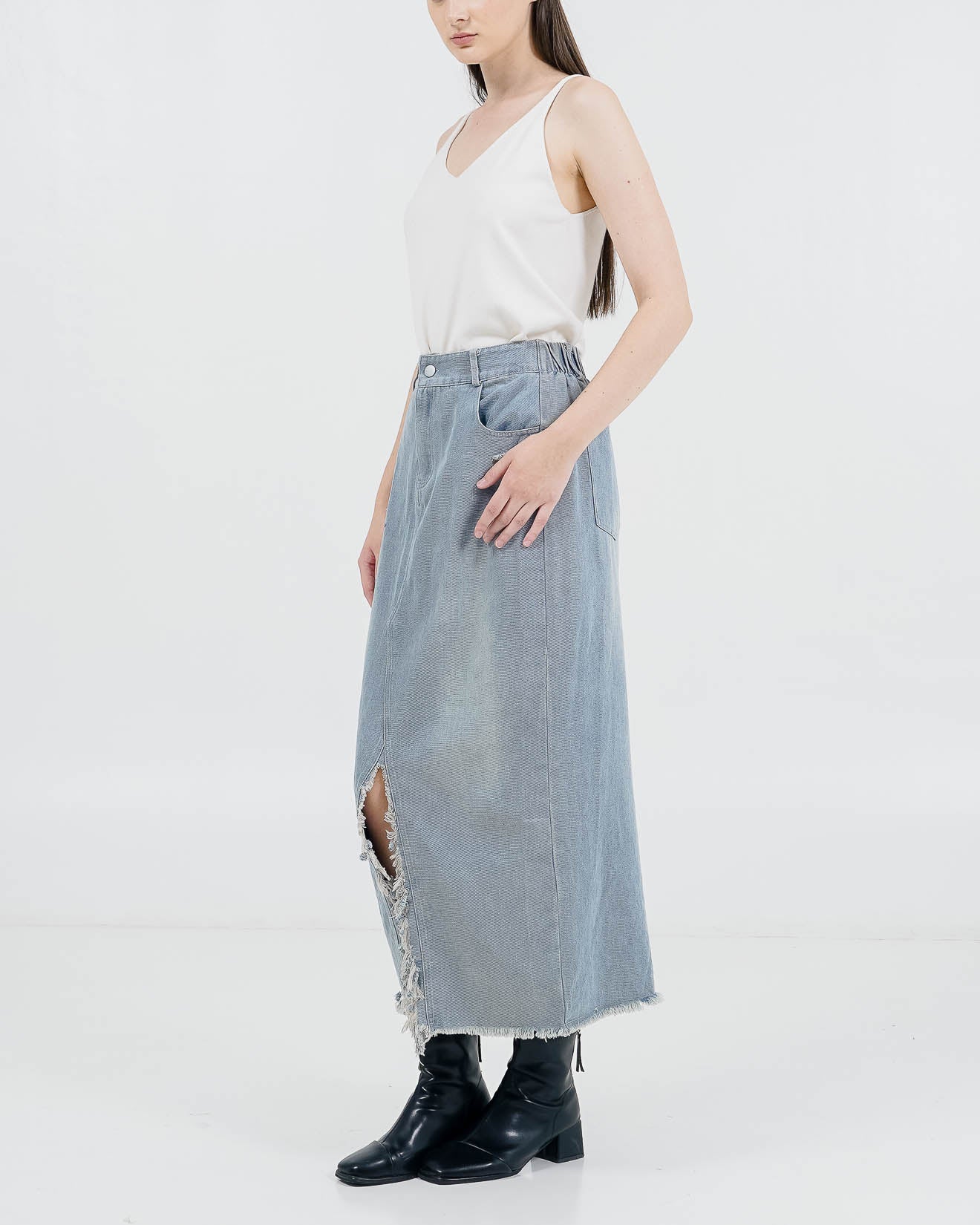 Judith Ripped Skirt Denim