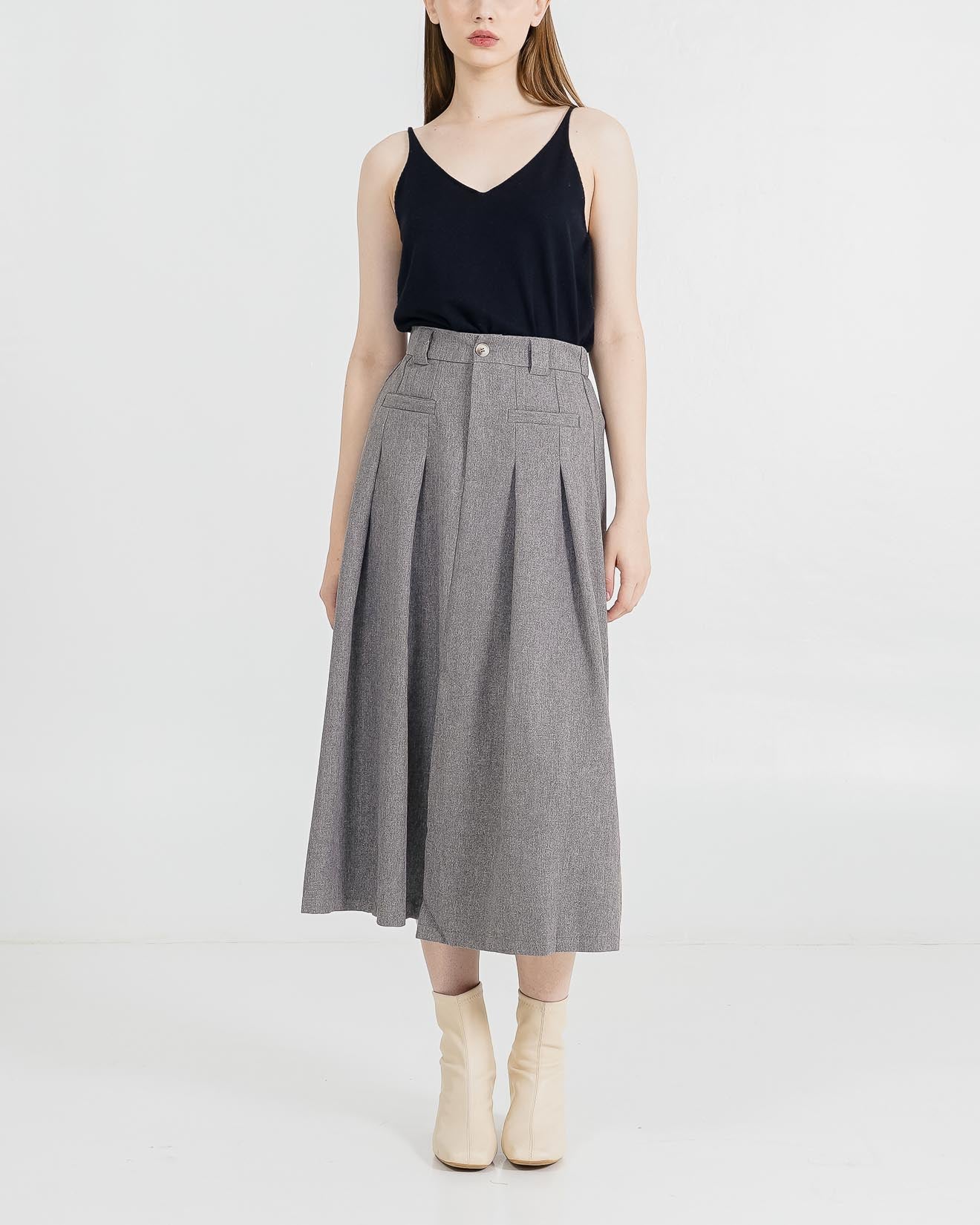 Sawyer Boxy Grey Skirt – Rok Wanita Casual