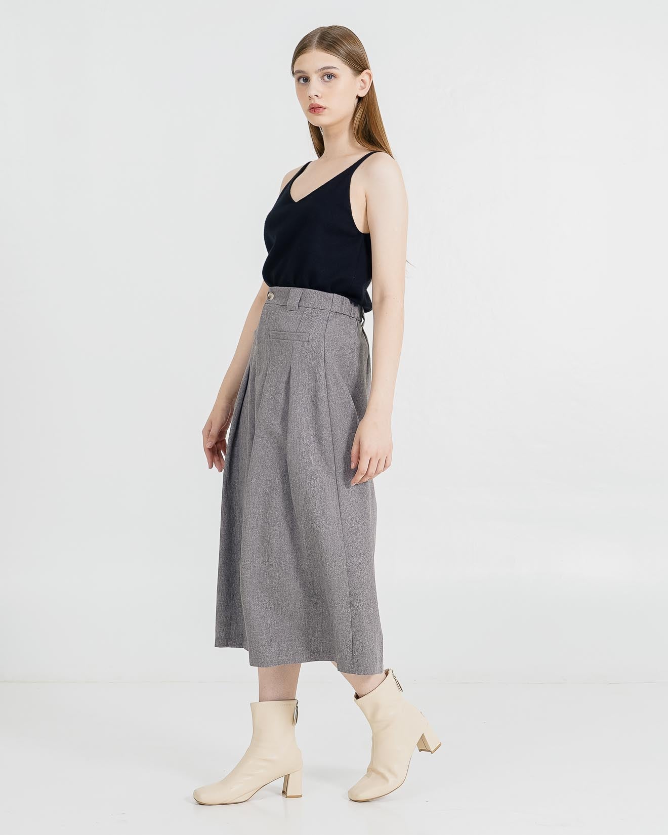 Sawyer Boxy Grey Skirt – Rok Wanita Casual