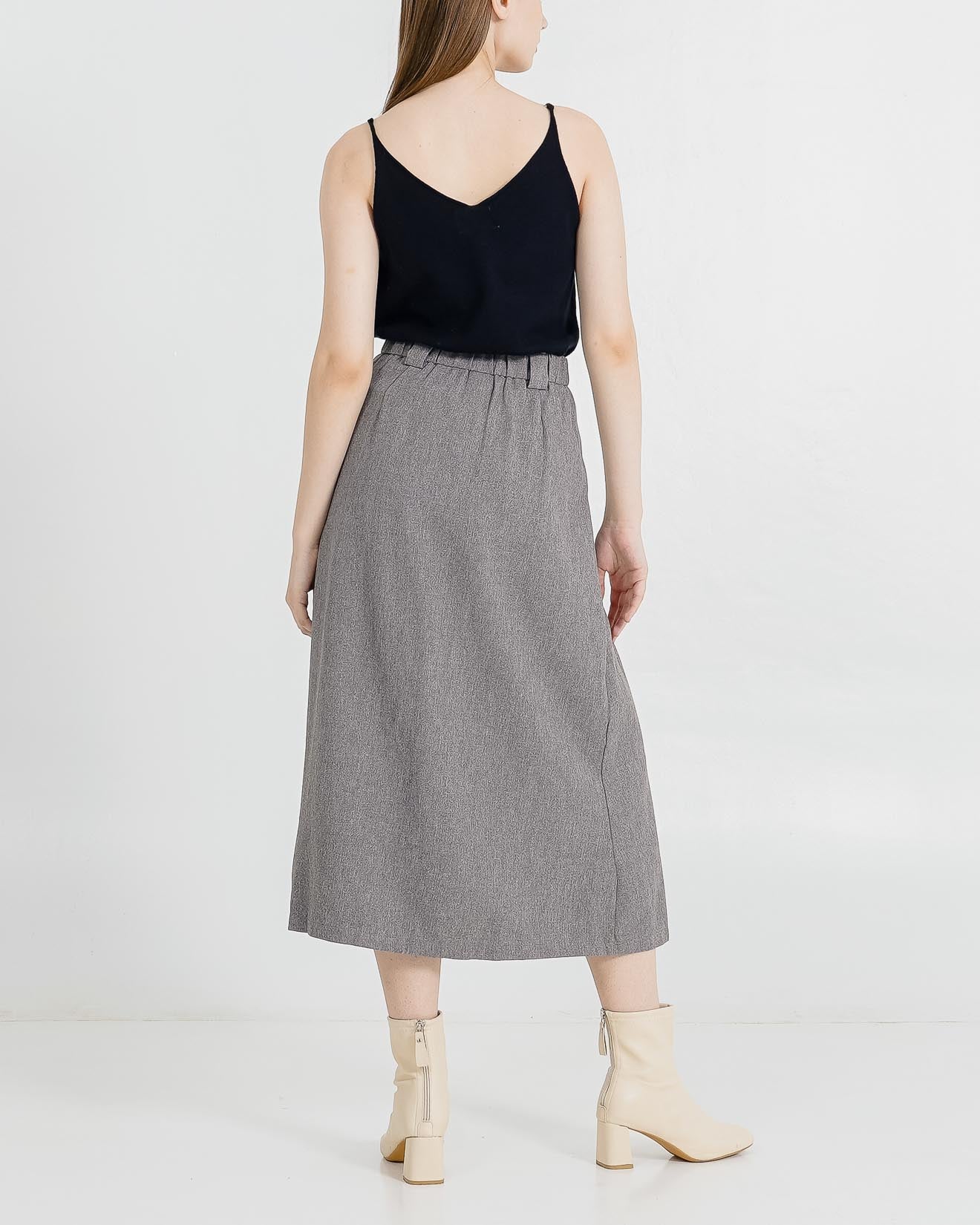 Sawyer Boxy Grey Skirt – Rok Wanita Casual