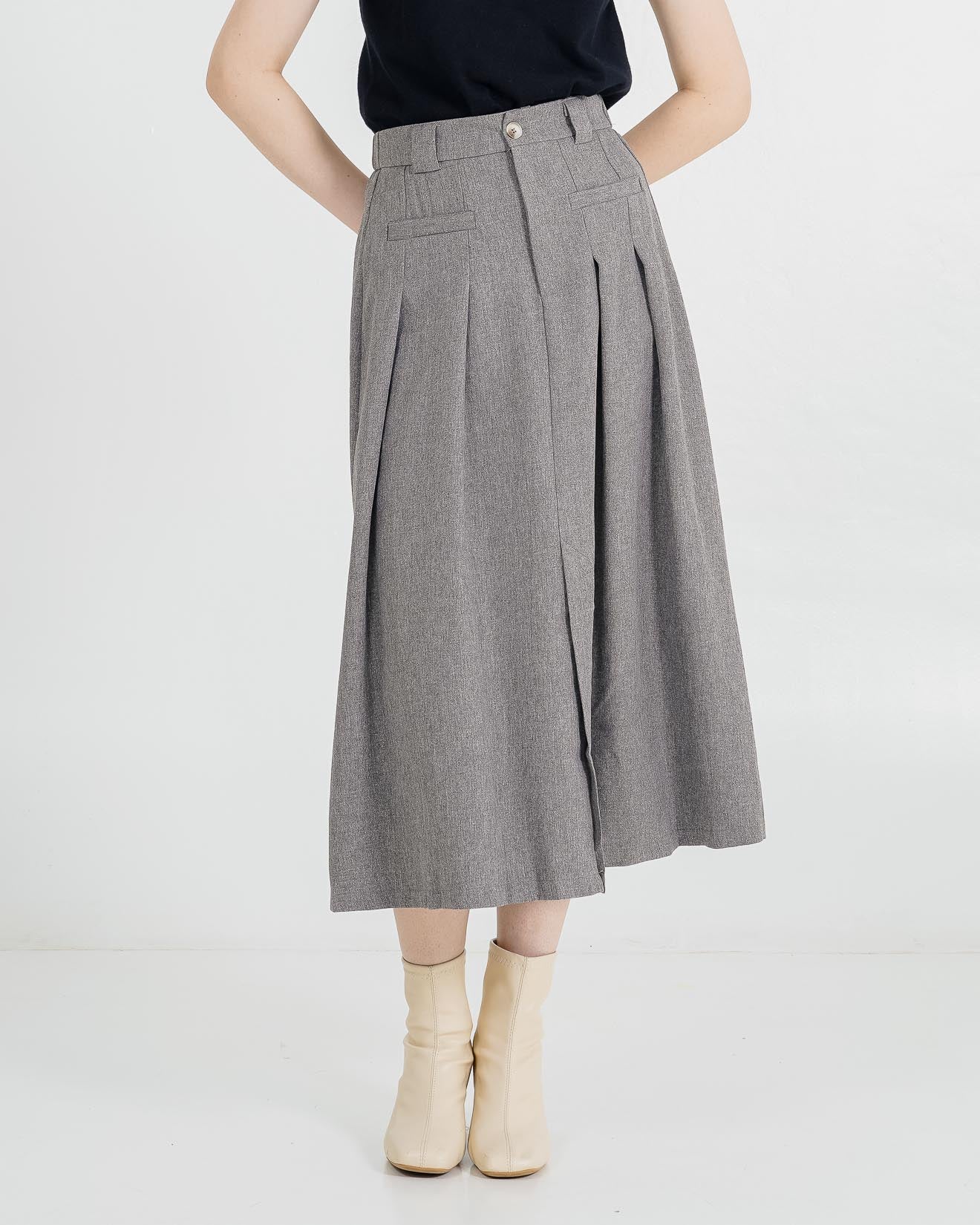 Sawyer Boxy Grey Skirt – Rok Wanita Casual