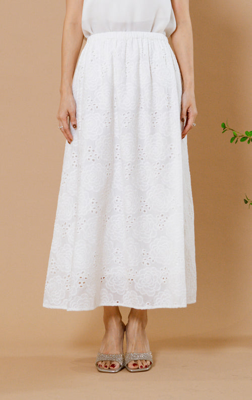 CNY Fortune Flames Skirt White