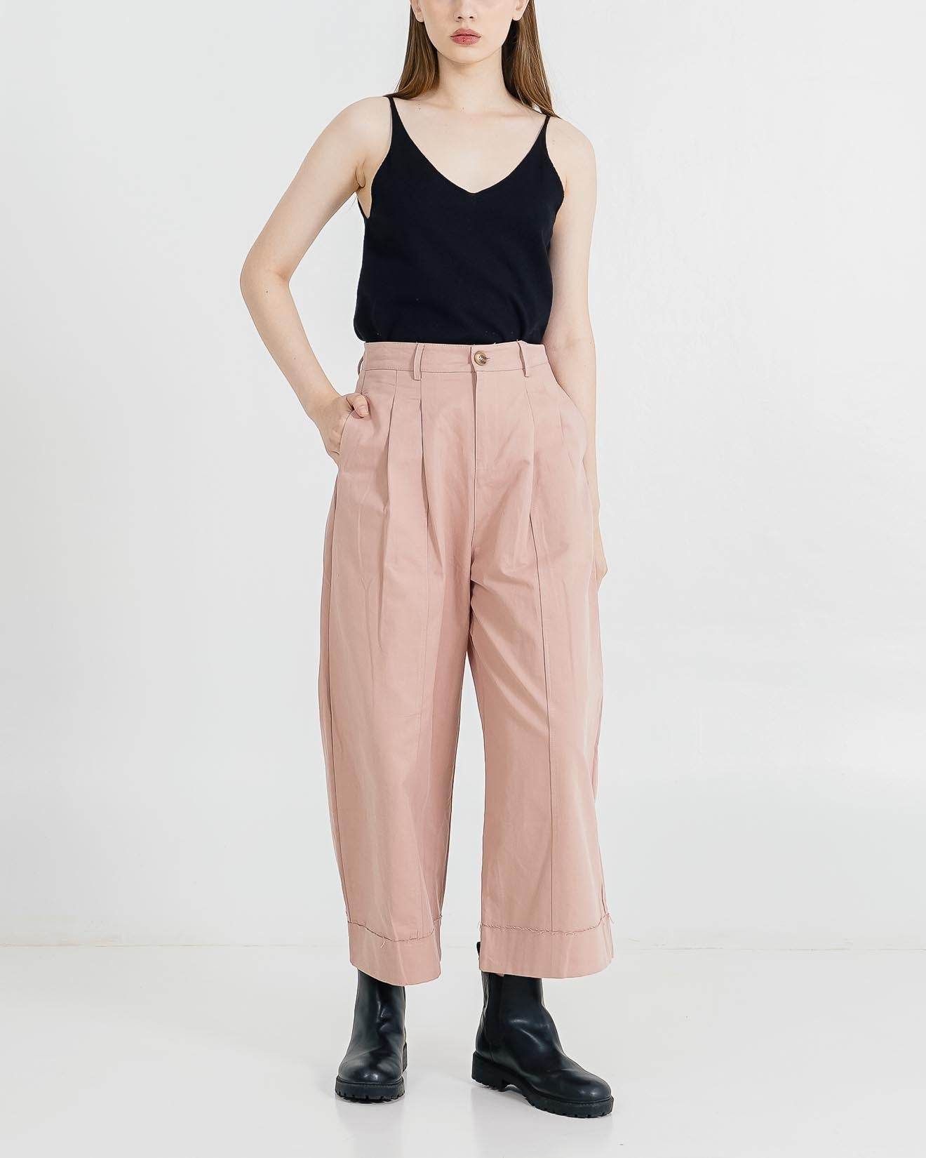 Reno High Waist Wide Leg Pink Pants – Celana Kulot Wanita Kekinian