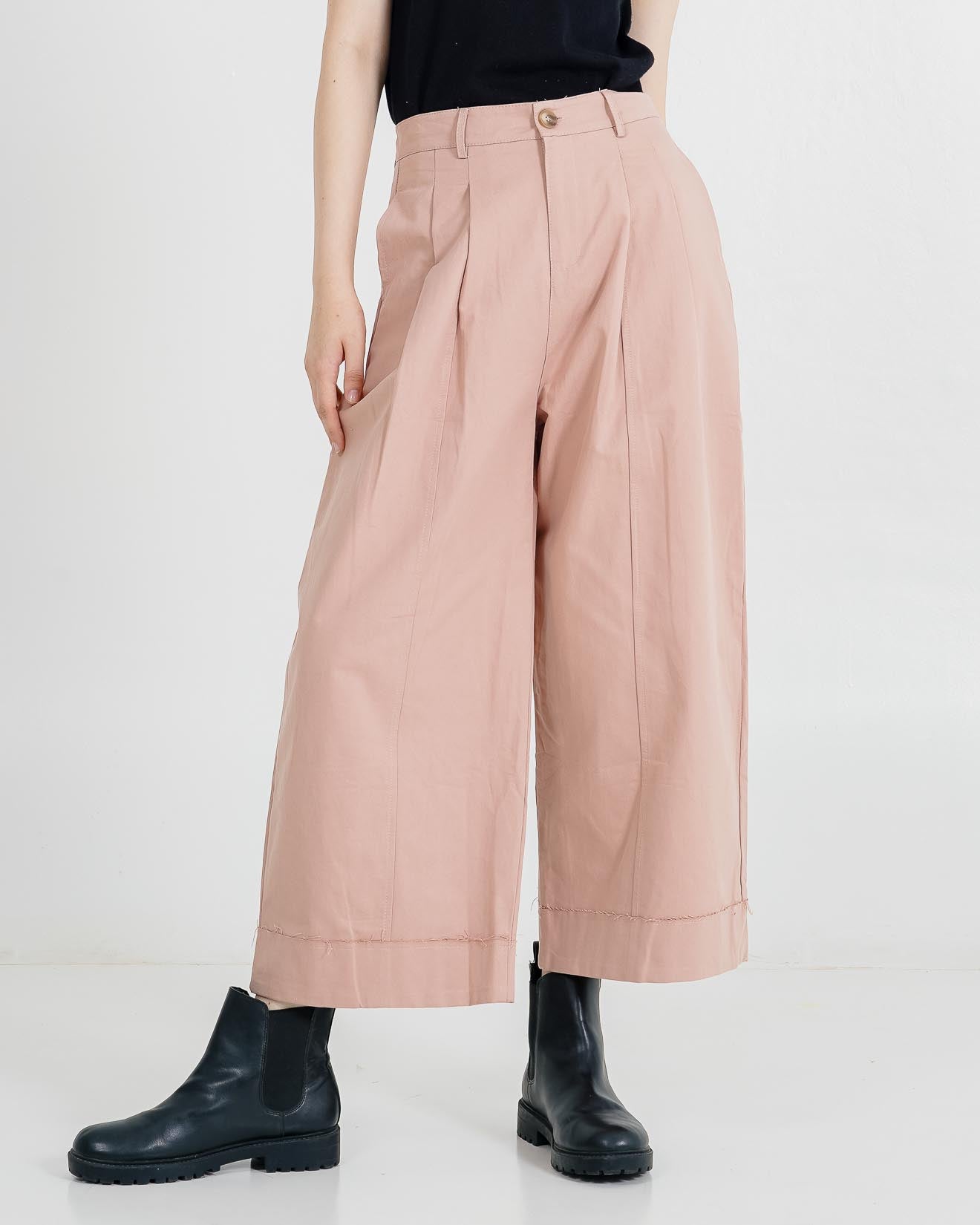 Reno High Waist Wide Leg Pink Pants – Celana Kulot Wanita Kekinian