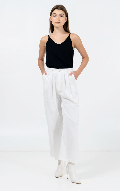 Aiden Wide Leg White Pants – Celana Formal Wanita