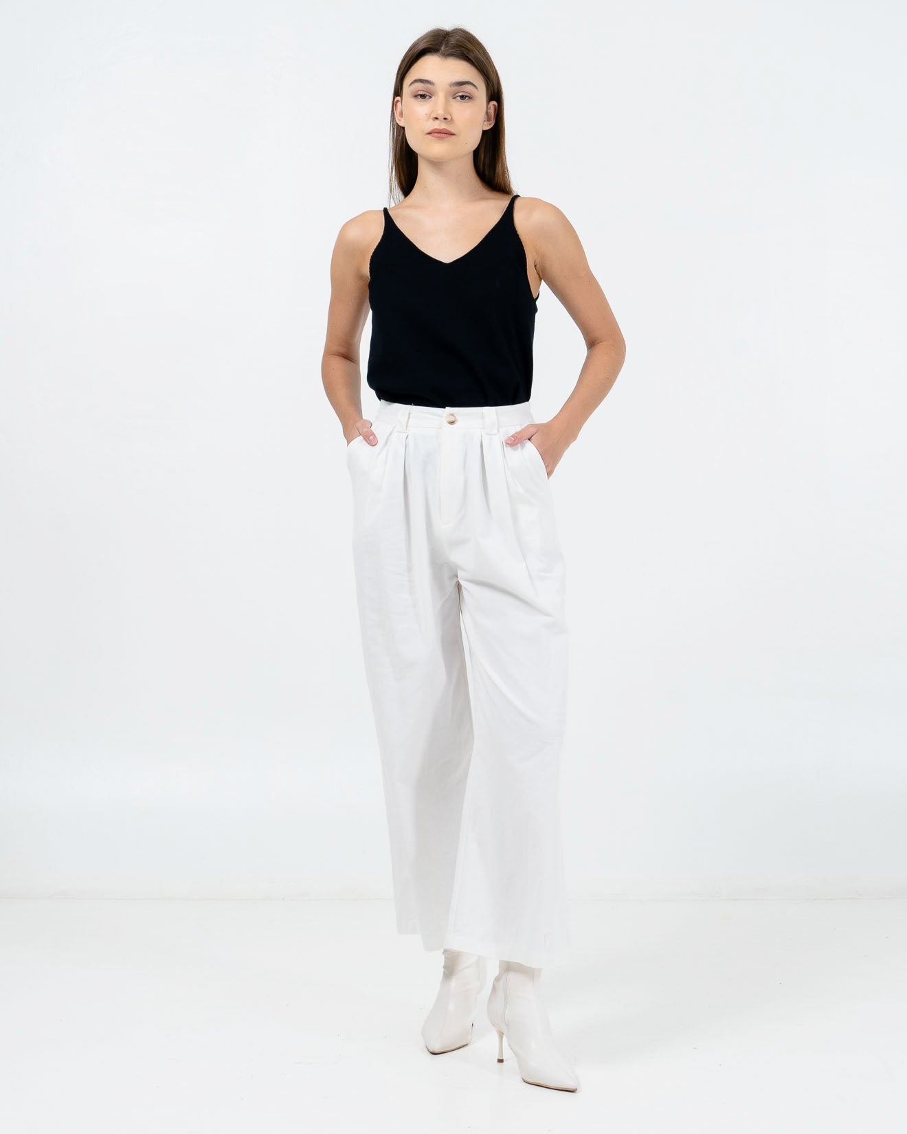 Aiden Wide Leg White Pants – Celana Formal Wanita