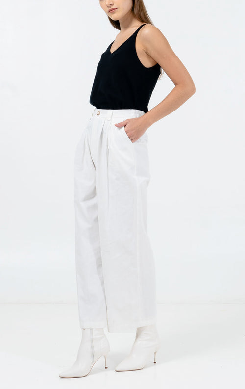 Aiden Wide Leg White Pants – Celana Formal Wanita